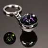 Party Supplies New 12 constellation key ring starry night light keychain time stone glass ball key accessories pendant keychain gift