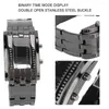 Wristwatches 8019 LED Electronic Watch 30m Life Waterproof Binary Time Mode Display Double Open Stainless Steel Buckle For Men Students