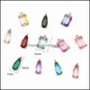 Charms Ankunft Colorf K9 Kristallglas Anh￤nger f￼r Halskette Ohrring Fashion Waterdrop quadratische transparente Kupfer Charme Diy Carshop2006 DHO3X