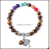 Braccialetti con ciondoli Hq Ciondoli albero retrò Bracciale con sette chakra Nero Bianco Turchese Pietra lavica Perline Donna Uomo Amante Energia Buddha Brac Dhk2U