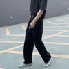 Jeans masculin large jambe masculine de mode masculin noir blanc homme homme streetwear coréen lâche hip-hop à jambe droite pantalon pour hommes m-2xl