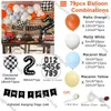 Diğer Festival Parti Malzemeleri 79pcs Yarış Arabası Balon Çelenk Kiti Mat Turuncu Mavi Damalı Alfabe Asma Bayraklar İki Hızlı Doğum Günü Dekorasyonu 220905