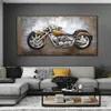 Streszczenie 3D Retro Motorcycle Mallain Olejka Drukowane na płótnie plakaty silnikowe i drukuje obraz sztuki ściennej do dekoracji domu