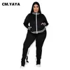 نساء زائد الحجم المسارات CM. Yaya Plus Size L-5XL Sweatsuit Women Tet Sweatshirt kogger pants وضعت لعبة Tracksuit نشطة من قطعتين مجموعة جيوب رياضية L220905