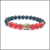 Brins de perles Bracelet élastique en pierre naturelle de 8 mm Priez la méditation volcanique Tête de bouddha Hommes et femmes Huile essentielle Aromathérapie Cure Dh0Ws