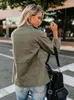 여자 재킷 여성 지퍼 재킷 가을 여성 겉옷 긴 소매 캐주얼 스트리트웨어 코트 윈드 브레이커 스탠드 칼라 군사 재킷 220905