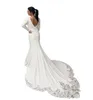 2022 Country Mermaid Wedding Dresses Bridal Gowns Sexy V Neck Long Sleeves Lace Appliques Open Back Plus Size vestidos de noiva