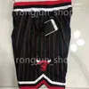 Short Homme Real Stitched Mitchell Ness Noir Blanc Rouge 23 Michael Basketball Short 2 Poches Haute Qualité Rétro Avec Poches Imprimé Hommes Basketball