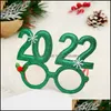 Décoration de fête Glitter Lunettes de Noël Décoration 2022 Cadre en verre de vacances Décorations de Noël Cadeaux Drop Livraison 2021 Jardin Dhnr7