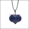 Pendentif Colliers Mode Coeur Forme Pendentifs Pierre Naturelle Collier Ras Du Cou Oeil De Tigre Opale Aventurine Chaînes En Cuir Ne Dhseller2010 Dhbew