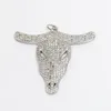 Anh￤nger Halsketten 3 Stcs Zirkonia Bullfalo Metall Bulle Head Pave Kristallschmuck Halskettenzubeh￶r Design 51593