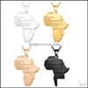 Pendentif Colliers Mode Afrique Carte Pendentif Collier Pour Femmes Hommes Bijoux Éthiopiens En Acier Inoxydable Longue Chaîne Hip Hop Nec Lulubaby Dhbzf