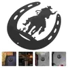 Dekorative Blumen Wanddekoration Hufeisenmetall Hufeisen Eisenguss Zimmer Goth Hängende Cowboy-Silhouette Gooddecoration Western Horse Lucky