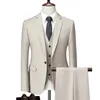 Men Slim Blue Black Wedding Tuxedos 2022 Business Casual Suits Dress Three-piece Set Jacket Pants Vest Wedding Groom Blazer Coat Trousers Waistcoat White blazers