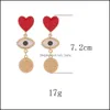 Dangle Chandelier Retro Evil Blue Eye Long Earrings Enamel Heart for Women Enclestament Party Jewelry Accessorie Lulubaby DH60R