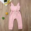 Strampler 0-3T Baby Sommer Kleidung Baby Mädchen Rüschen Trägerhose Kid Strampler Kleinkind Overalls Mädchen Baumwolle Outfit Jungen Solide rückenfreie Kleidung 220905