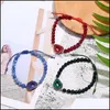 Beaded Strands New 6Mm Nature Stone Agate Beads Bracelet With Thanks Card For Women Adjustable Resin Druzy Handmade Braide Mjfashion Dhway