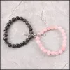 Bracelets de charme Amant Chic Aimant Bracelets D'amitié Pour Les Couples 8Mm Rose Blanc Noir Pierre Extensible Corde Perlée Bracelet Déclaration Dh7Gb