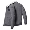 Giacche da uomo in pile invernale caldo spesso collo di pelliccia di moda cappotto di velluto a coste autunno outwear giacca casual militare 220905