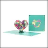 Wenskaarten wenskaarten omhoog liefde krans 3D -kaart met envelop mes voor leraar paar cadeaus Thanksgiving Day Valentine Postkaart D DH2SI