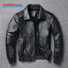 رجال جلد فو Copersian بالإضافة إلى حجم 8XL الشتاء سترة الرجال الكلاسيكية A2 COWHIDE COAT