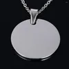 Pendant Necklaces Fashion Jewelry Men Women Silver Shinny Stainless Steel Round Medal Tag Necklace 30mm