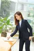 여자 2 피스 바지 공식적인 회색 블레이저 여성 팬츠 정장 숙녀 작업 착용 세트 사무실 유니폼 디자인 스타일