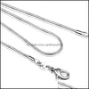 Kedjor Fashion 925 Sterling Sier Smooth Snake Chain Necklace Hummer Clasps smycken Storlek 1mm 16inch/18inch/20inch/22inch Carshop2006 DHOAM
