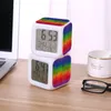 Skrivbordsklockor barn väckarklocka Rainbow Tie Dye Look Digital med Thermometer Funktion 7Color Night Light For Boys Girls MxHome AMHBJ