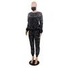 Women's Plus Size Tracksuits Plus Size Women Clothing Two Piece Set Long Sleeve Sweater Tops Party Sequin Sexy Outfits Pant Suits Dropshipping Wholesale L220905