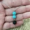 Pendant Necklaces 8Mm Turquoise Lava Bead Volcano Necklace Aromatherapy Essential Oil Diffuser Necklaces Pendant Stainless Steel Chai Dhf20