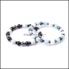 Charm Bracelets Lover Black White Stone Beads Bracelet Men Turquoise Buddha Handmade Hematite Bracelets Summer Women Jewelry Gift Dro Dhwxo