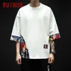 Männer T-shirts RUIHUO Halbarm Leinen Baumwolle T-shirt Für Männer Kleidung Harajuku T-shirt Sommer Streetwear Hip Hop 5XL Eingetroffen 220905
