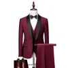 Tuxedos de mariage Slim gris marine 2022 trois pièces veste pantalon gilet ensemble mâle blazer manteau pantalon gilet ajusté affaires satin hommes costumes élégant marié homme bal