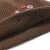 Berets Leather For Women Men And Outdoor Knitted Warm Hat Colorful Buttons Fashion Autumn Winter