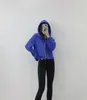 Lu-16 스쿠버 후드 여성 요가 복장 스포츠 레저 풀 지퍼 재킷 플러시 까마귀 체육관 옷