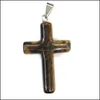 Charms 40x28mm Natural Crystal Stone Cross Charms h￤ngsmycken f￶r halsbandsmycken Making Drop Delivery 2021 Fyndkomponent DHSeller2010 DHPXF