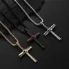 Baseball Bat Cross Halsband hängen rostfritt stål sportkors silver guld svart hänge religion smycken