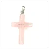 Charms 40x28mm Natural Crystal Stone Cross Charms h￤ngsmycken f￶r halsbandsmycken Making Drop Delivery 2021 Fyndkomponent DHSeller2010 DHPXF