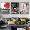 Canvas Resim 3 Plane Red Tree Tower Posterler ve Baskı Nordic Style Poster ve Baskı Duvar Sanatı Oturma Odası Dekoru İçin Resim