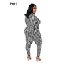 Женские спортивные костюмы Plus Size Perl Plus размер Houndstooth -молнии.