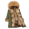 Trenchs pour femmes Ventes directes d'usine 2022 Mode Hiver Naturel Fourrure De Raton Laveur Doublure Section Grand Col Veste Décontractée X-Long Femmes