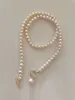 Natural Freshwater Pearl Pendell Halskette mit Zirkon ot Schnalle Perle Größe 8mm Licht Luxusstilegift für Frauen Juwelier Mode hat Persönlichkeit