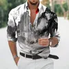 Erkekler Sıradan Gömlek Hawaii Erkek Gömlek Uzun Kollu 3D Baskılı Çin Top Harajuku Peyzaj Sonbahar 2022