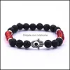 Brins de perles Beaucoup de couleurs Pierre naturelle Fatima Hamsa Main Hommes Bracelet Noir Mat Lave Chakra Énergie Bijoux d'été Dr Dhseller2010 Dhst4