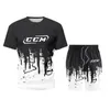 رجال المسارات 2022 Summer Men's Top T-Shirt Suit CCM Logo Fashion Novel Trend Casual All-Match Lacing Shorts