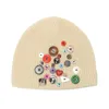 Berets Leather For Women Men And Outdoor Knitted Warm Hat Colorful Buttons Fashion Autumn Winter