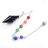 Pendant Necklaces FYJS Unique Silver Plated Pyramid Many Colors Stone Pendulum For Scrying Healing Chakra Jewelry