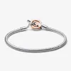 Pulseira de cobra de barra T-bar de dois tons de dois tons FIXATION AUTENTICO EUROPEIRO EUROPEIRO CHARM DE MULHERIA 925 STERLING SLATER MATHER DIY JOENS DE DIY