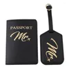 Titulaires de cartes 2pcs MrMrs passeport couvre étiquettes de bagages ensembles pendentif accessoires de voyage nom ID adresse porte-invitation de mariage